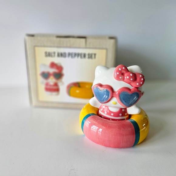 Sanrio Other - NEW Hello Kitty Salt and Pepper Shakers Summer Fun Blue Sky Clayworks‎ Sanrio